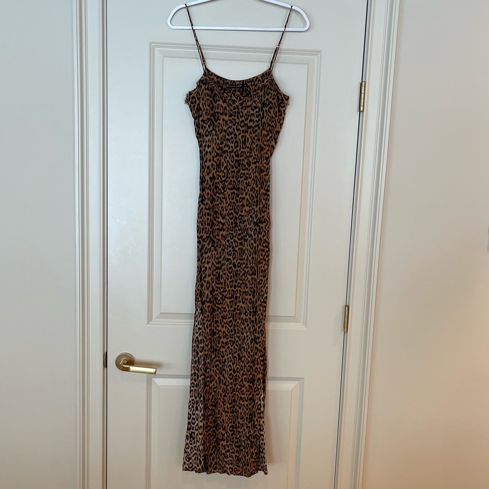 Elegant Animal Print Maxi Dress with slits